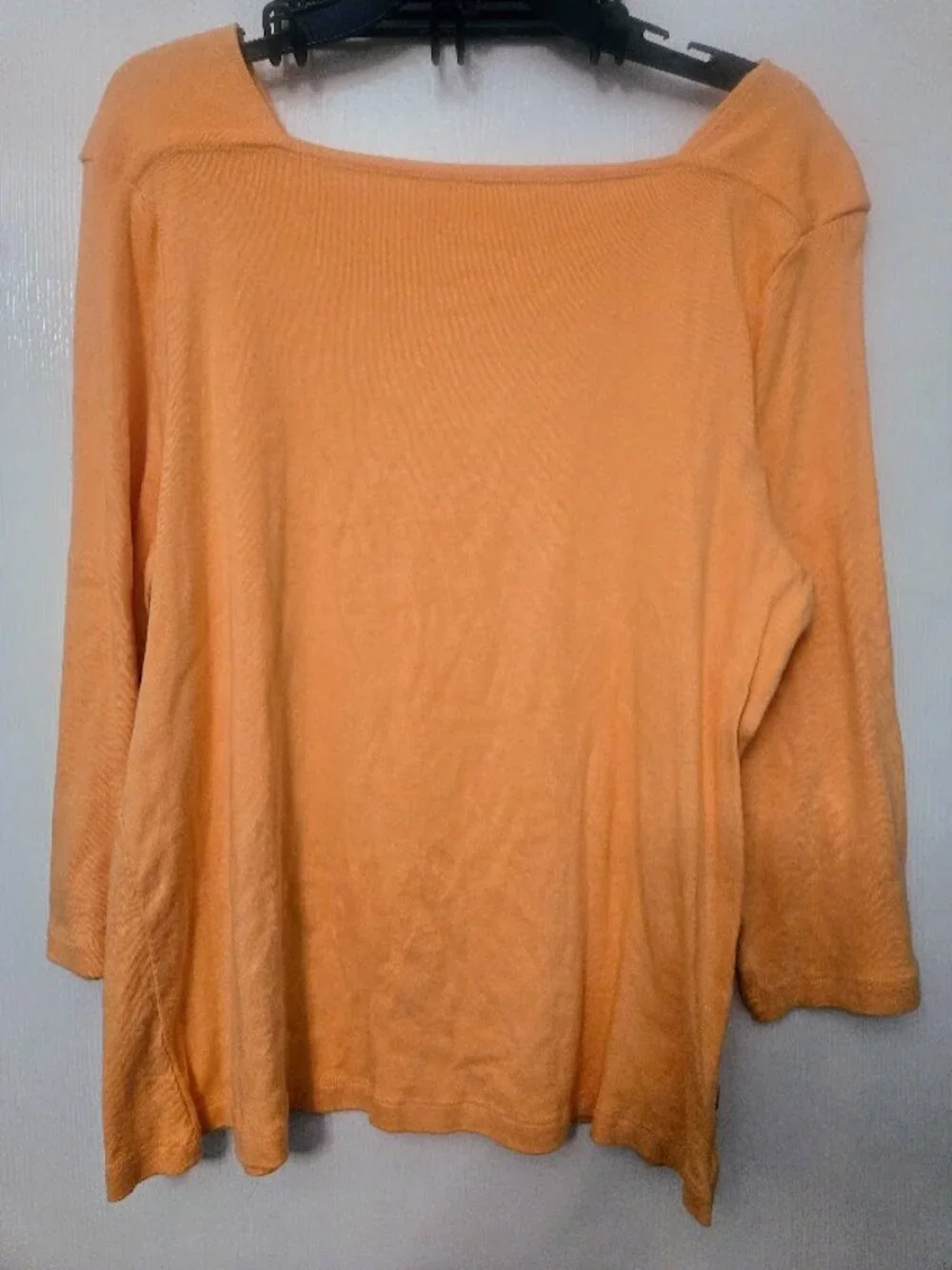 Chico's‎ orange cotton 3/4 top with square neck Size 3/XL